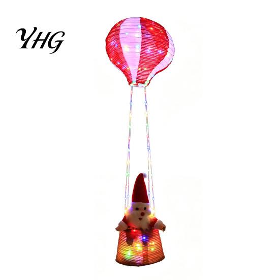 Indoor Festive Lighting Christmas Santa Claus Hot Air Balloon Lantern, Lighted Outdoor Decoration with Foldable Holiday Decorations LED String Lights,