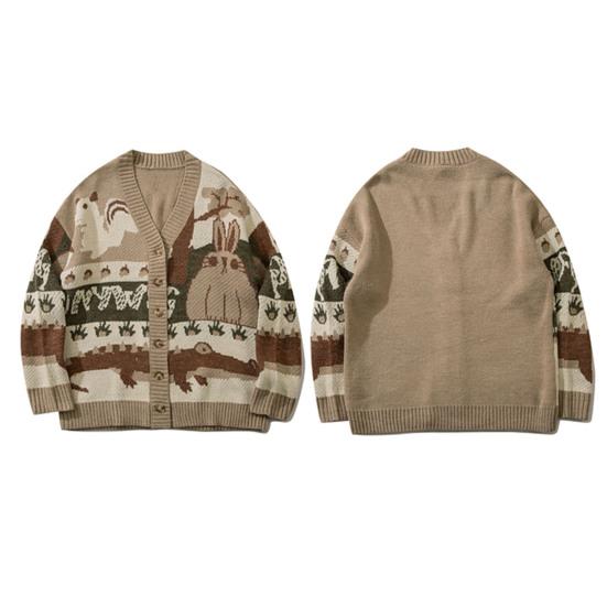 Winter Sweater Anti-pilling Print Long Sleeve Great Vintage for Daily Wear