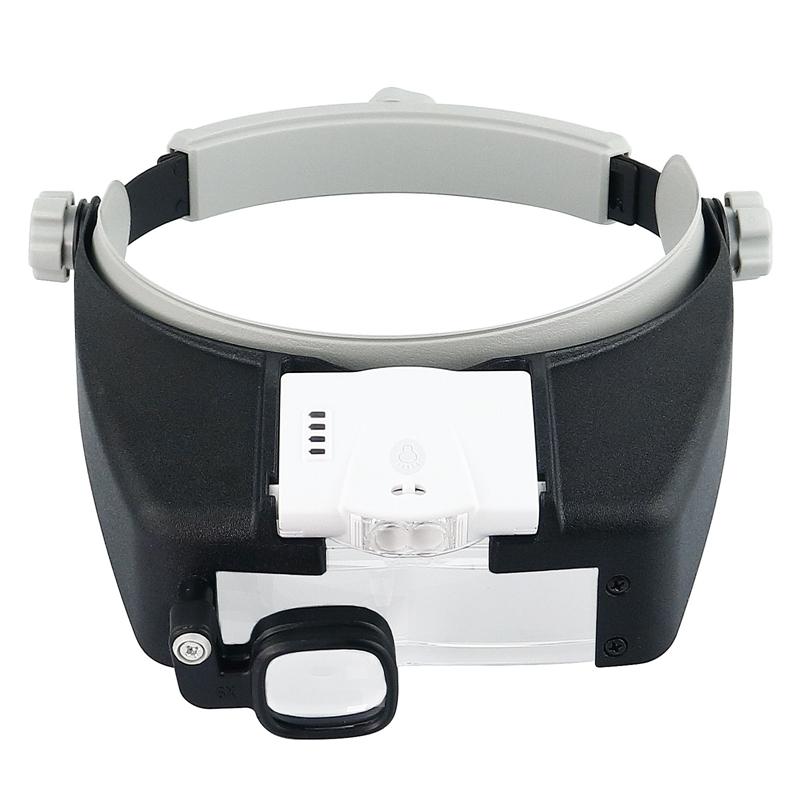 1.5x 6x 8x Illuminated Headband Magnifier Rechargeable Third Hand Helmet Magnifying Glass Lupa F Reading Books Welding Repairing