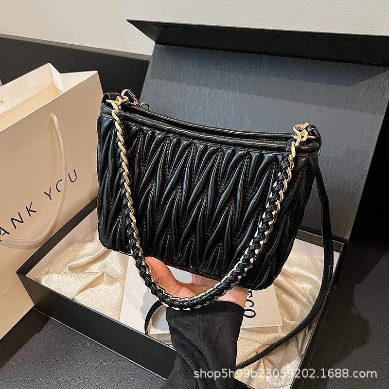 Осень и зима высококлассная сумка-мессенджер маленькая женская новая плиссированная ромбовидная цепочка сумка-ведро на плечо