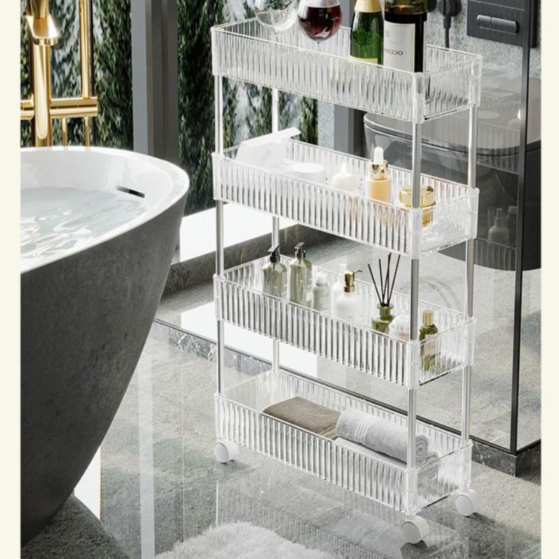 2/3/4-слойный держатель с зазором, кухонная полка для хранения, боковая полка для холодильника, съемная с колесиками, органайзер для ванной комнаты, компактная полка