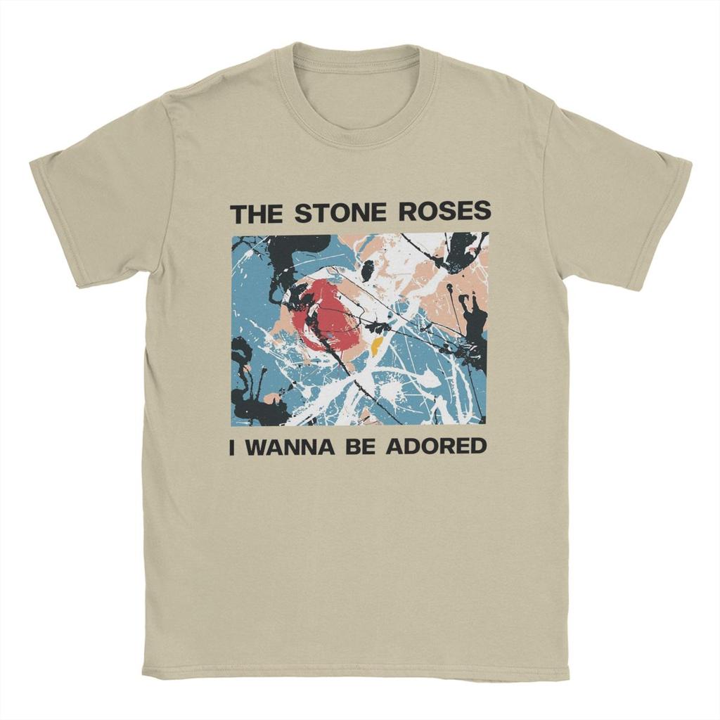 Мужская футболка Stone Roses I Wanna Be Adored Смешные футболки из чистого хлопка Футболки с коротким рукавом Топы с круглым вырезом Большой размер