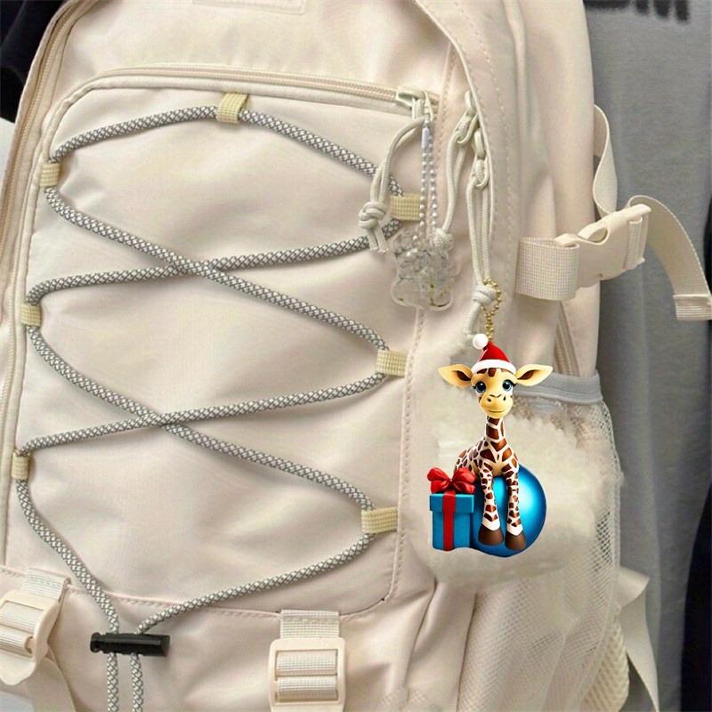 1 симпатичная подвеска в виде елки с изображением мультяшного жирафа, 2D-плоское акриловое художественное украшение, украшение для зеркала заднего вида автомобиля, подходит для наполнения носков