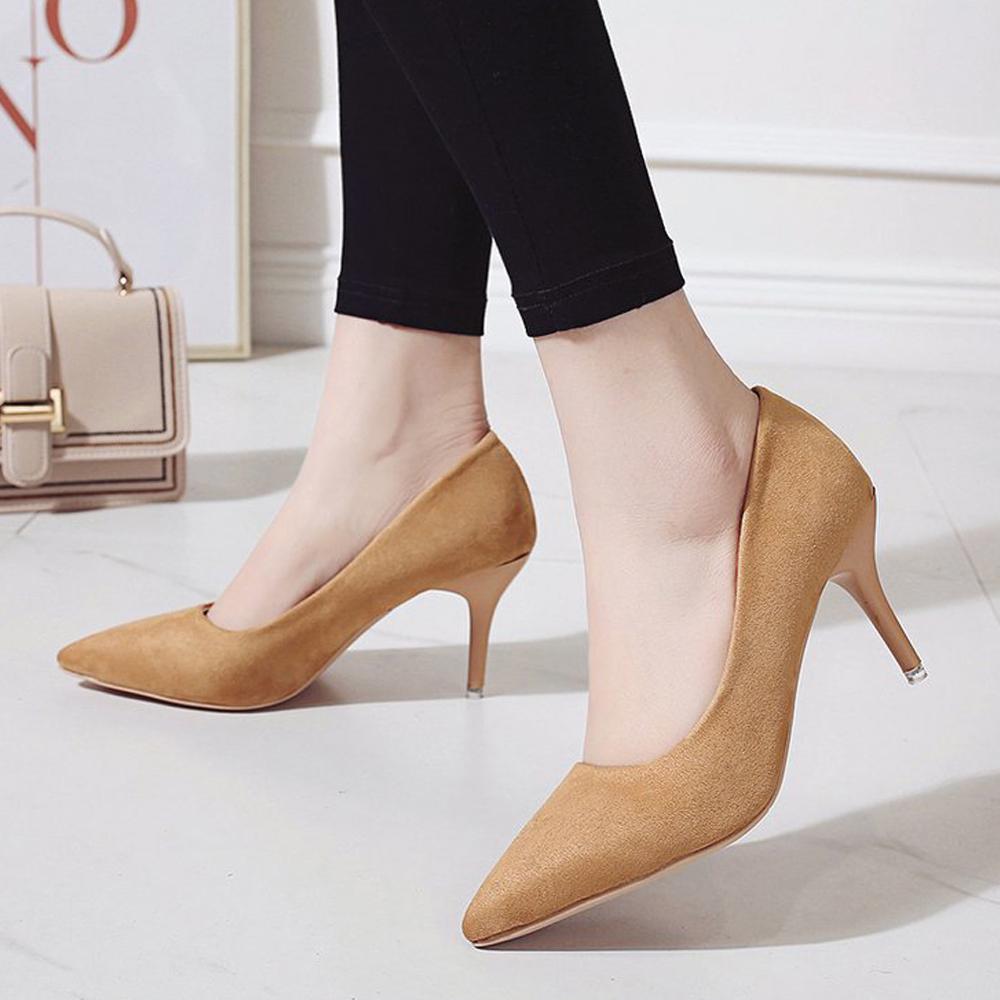 Large Size High Heels New Pointed Stiletto Suede Wild Four Seasons Single Shoes Female Tide