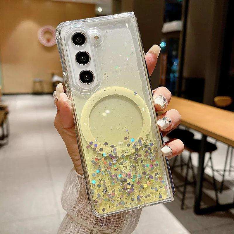 Для Samsung Z Fold 6 5 Чехол Gradient Glitter Магнитный чехол Magsafe Для Samsung Z Fold5 Z Fold4 Z Fold3 Чехол для беспроводной зарядки