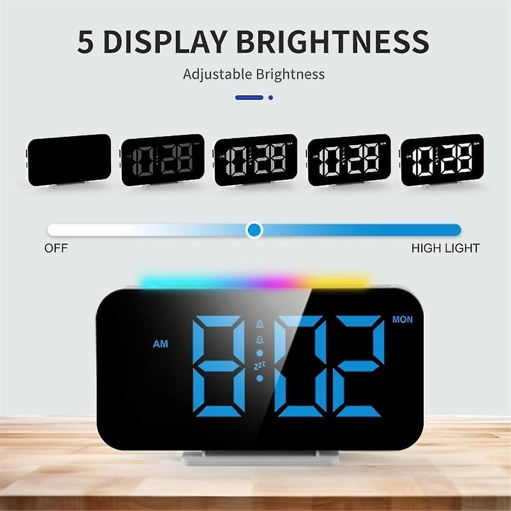 LED digital clock RGB display alarm clock with atmosphere light night light electronic LED time disp
