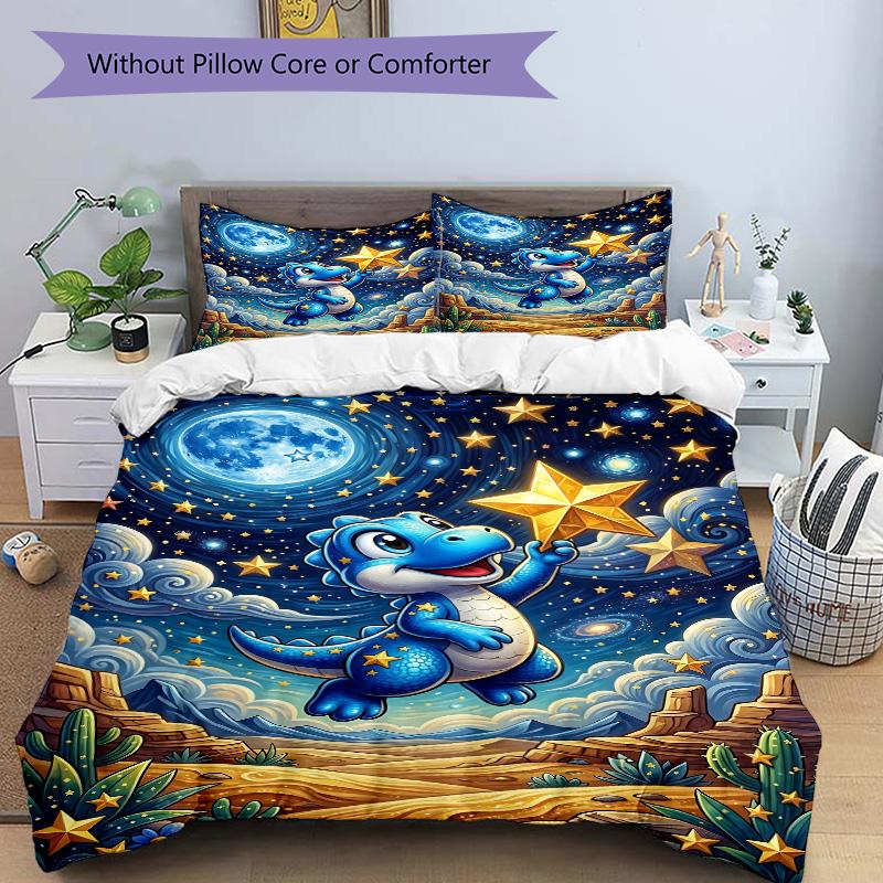 Dinosaur Among Stars Print 3Pcs Bedding Setduvet Cover With 2 Bedropillowcase Home Birthday Gift