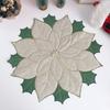 4Pcs Reusable Placemats Christmas Poinsettia Embroidery Insulated Table Mat Set Decorative Dinning Plate Mats for Home Holiday