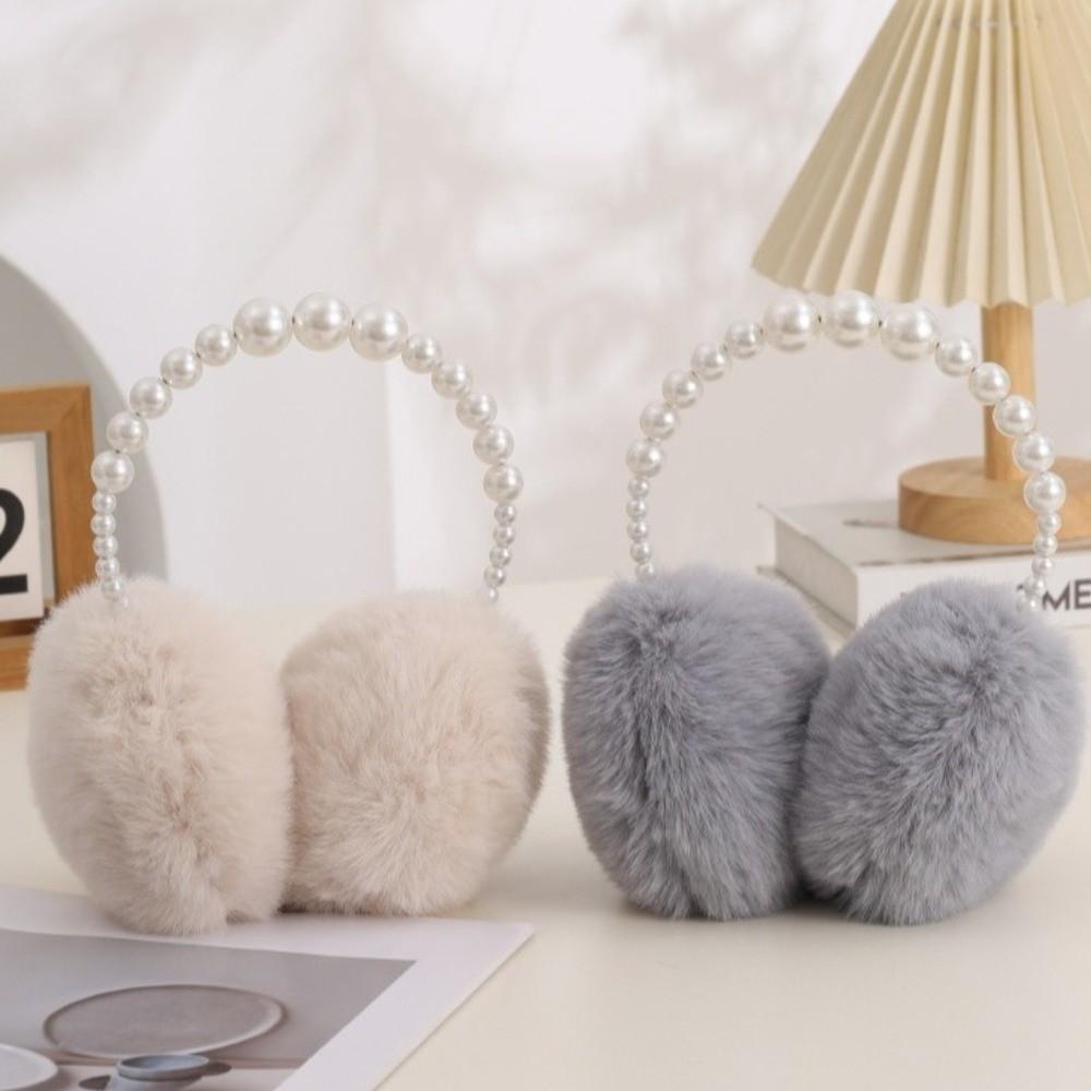 Soft Plush Ear Covers Anti-rabbit Fur Pearl Ear Protect Fashion Ear Muffs Women