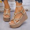 2024 Summer Women's Platform Wedges Sandals New Retro Open Toe Women's High Heel Sandals Outdoor Casual Wedges Shoes for Women