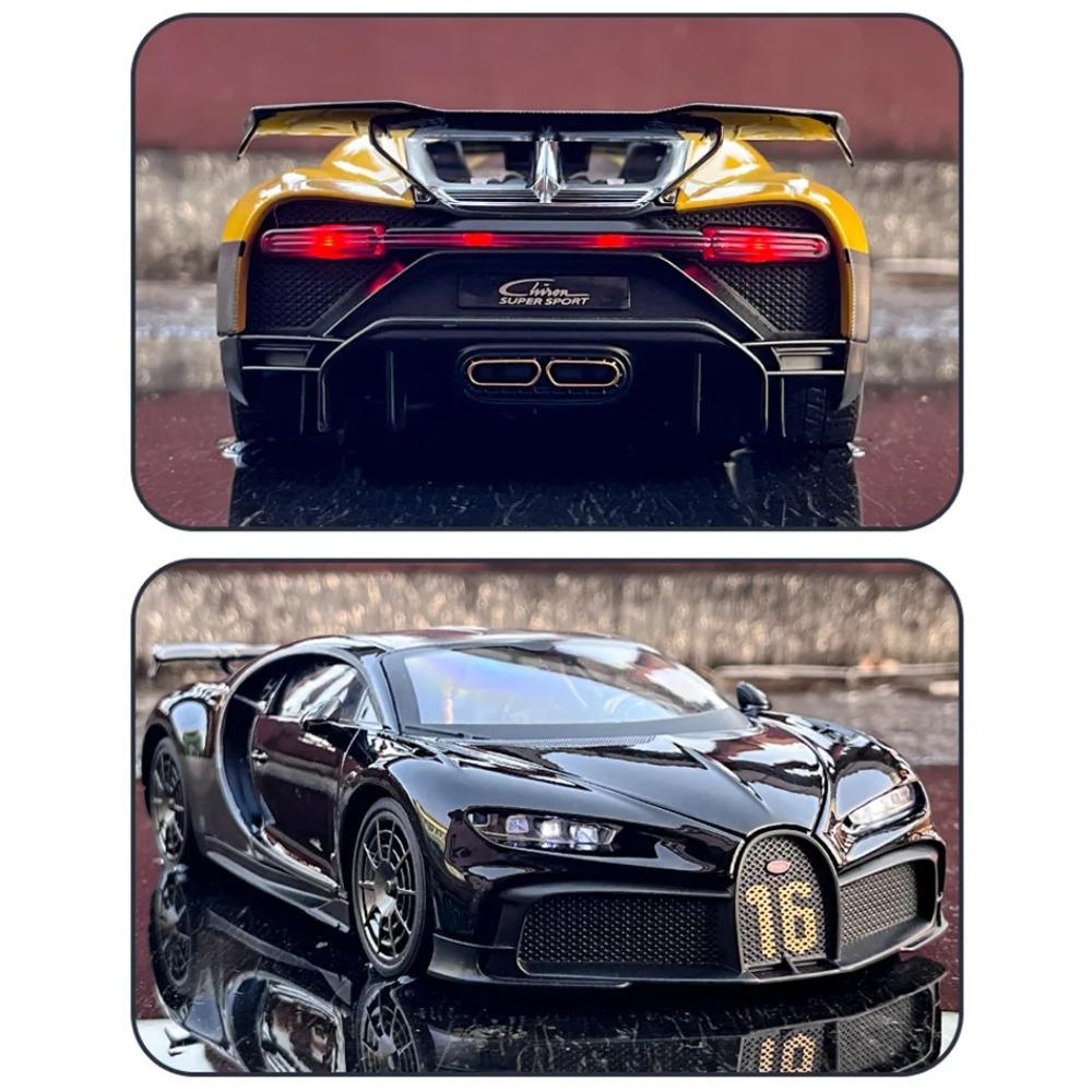 1/18 Bugatti Chiron PUR SPORT Alloy Sports Model Diecasts Metal Racing Super Car Model Simulation Sound and Light Kids Toys Gift