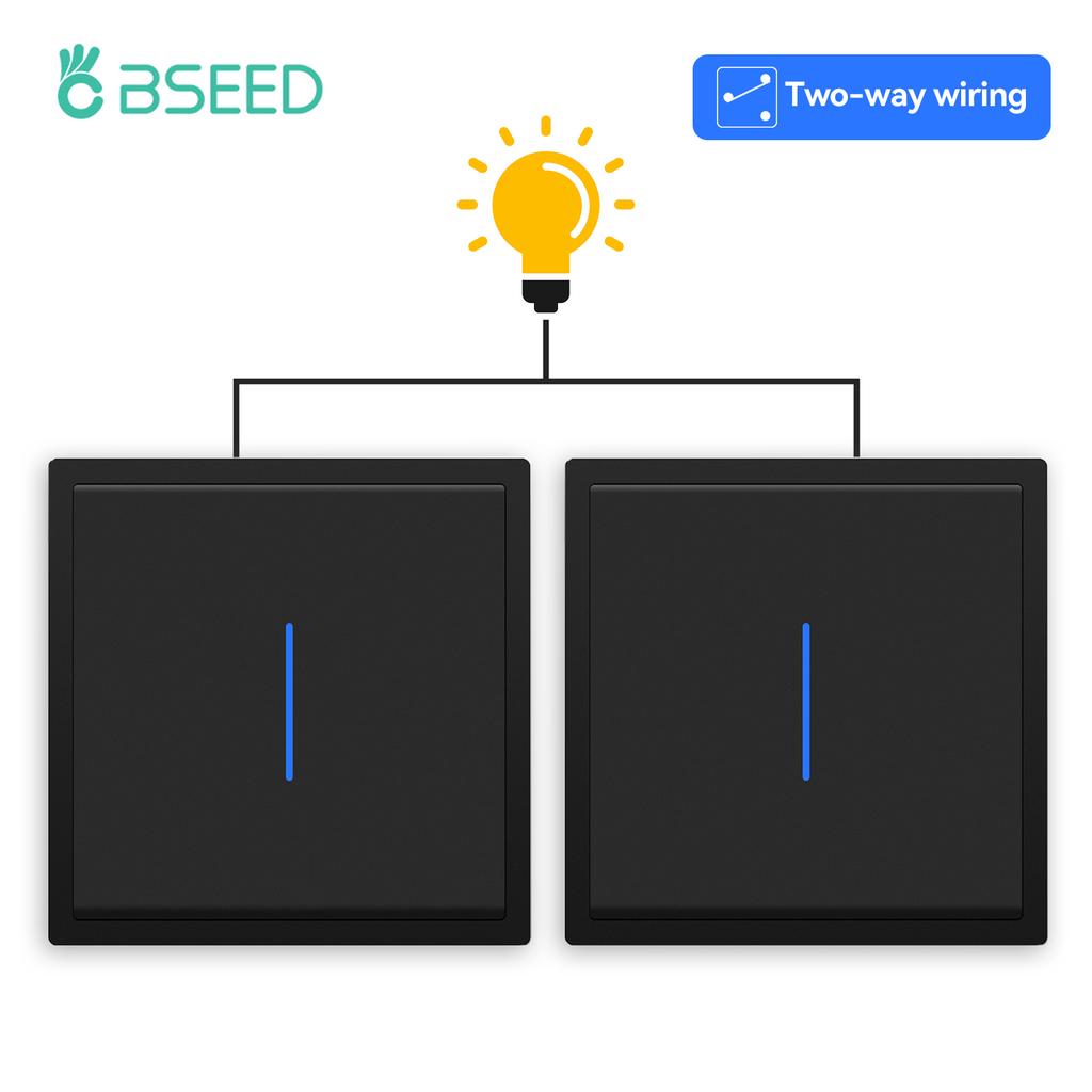 BSEED 1/2Gang Mechanical Light Switches With Led Indicator For Stairs Hallway Corridor 10A Plastic Frame 2pieces