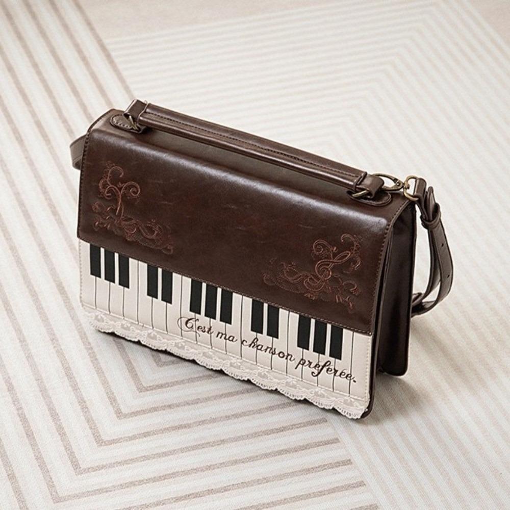 Brown Piano Shoulder Bag Vintage Transparent Ita Backpack Cute Square Crossbody Bag Harajuku Style