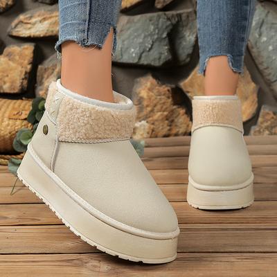 Женские зимние плюшевые теплые сноубутсы для улицы, толстая подошва, нескользящие, с хлопковой подкладкой, модные женские ботильоны на платформе из искусственного меха