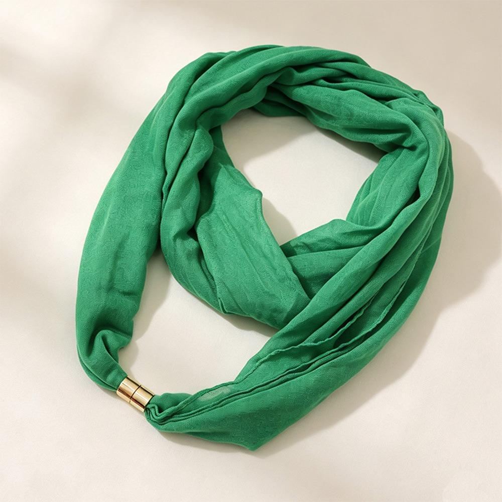 French Style Magnetic Buckle Scarf Magnet Clasp Silk Scarf Elegant Neck Scarf Autumn