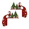 Wooden Christmas Door Topper Cute Santa Claus Door Corner Frame Sign for Holiday Home Wall Cabinet Shelf Decor