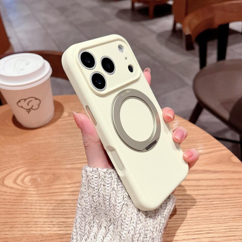 Жидкий силиконовый чехол-желе для iPhone 17 16 15 14 Pro Max, магнитный, с покрытием "Кожа младенца", защита от отпечатков пальцев, чехол-подставка с вращением на 360°