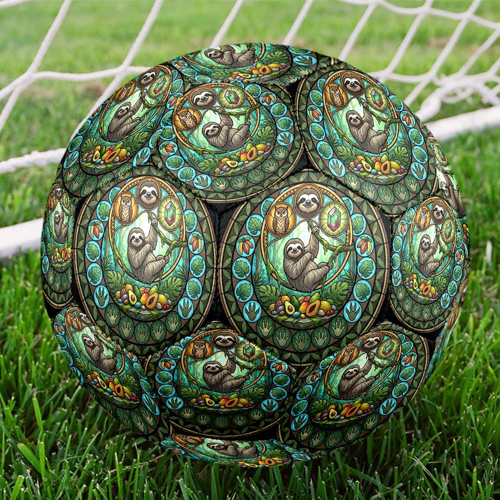 Sloth Nature Mandala Round Football Size 5 Adult Ball Suitable for Training Matches and Outdoor Team.
