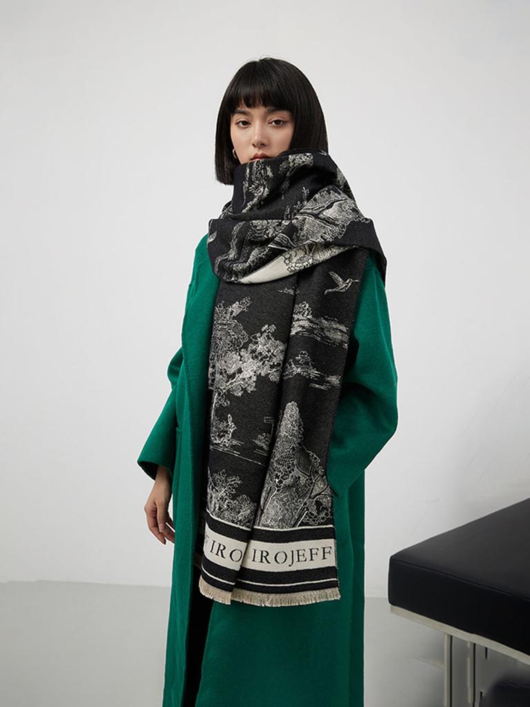 Thick Winter Poncho Women Scarf Luxury Floral Warm Shawl and Wrap Cashmere Pashmina Scarves Design Blanket Bufanda Echarpe