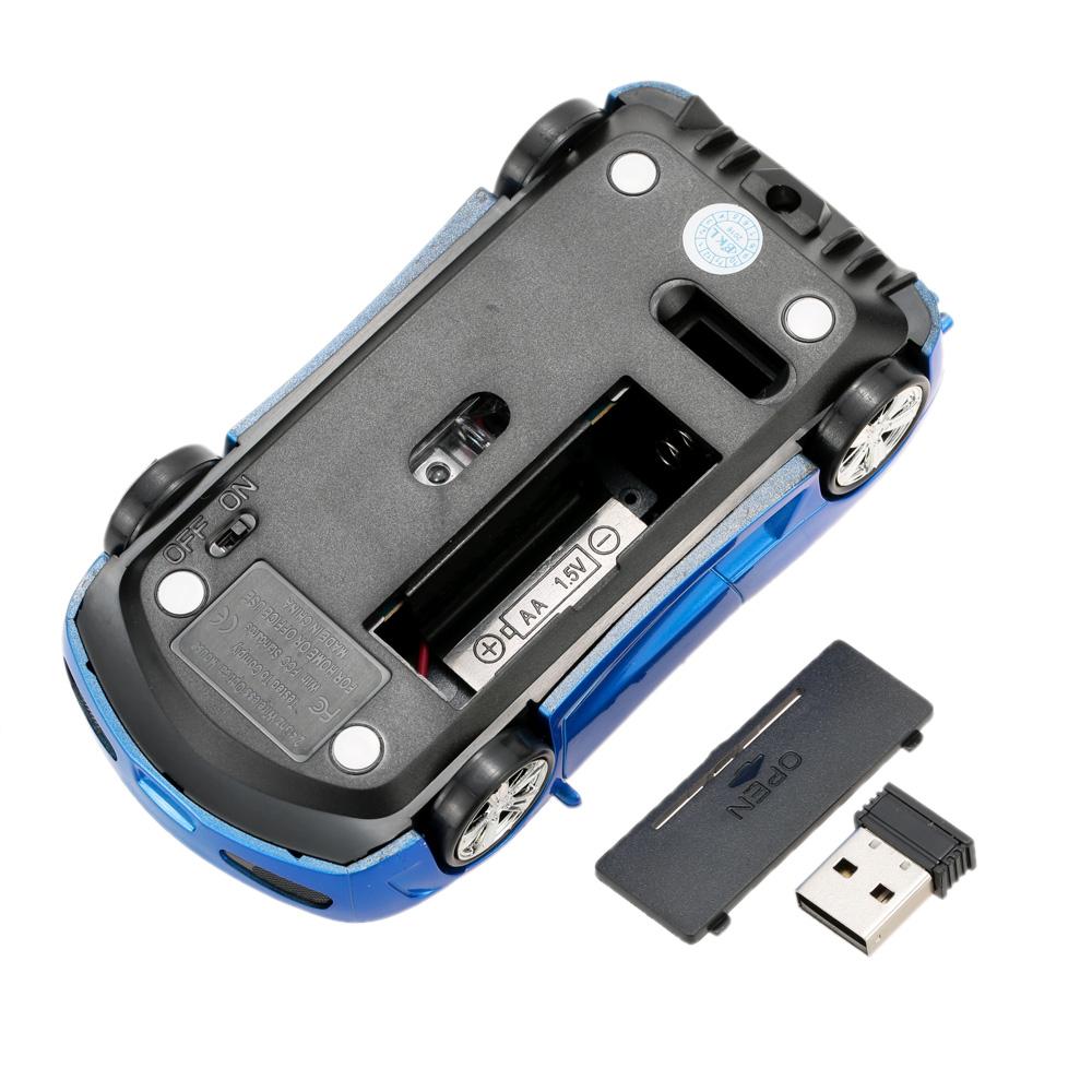 Беспроводная оптическая USB-мышь/мышь в форме гоночного автомобиля 2,4 ГГц, 3D 3 кнопки, 1000 точек на дюйм/CPI для портативных ПК