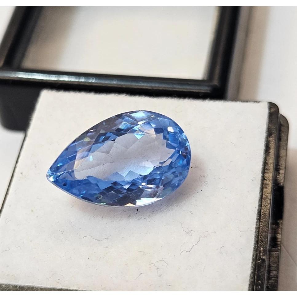 Stunning Blue Color Aquamarine Pear Cut 7-8 Ct Certified Loose Gemstone