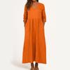 Dress For Women Long Boho Beach Dress Elegant Maxi Dress V-Neck 3/4 Sleeve Dress With Pockets
