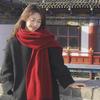Women's Gray Windproof Imitation Cashmere Scarf - Warm, Thickened, Korean Style Shawl for Autumn and Winter