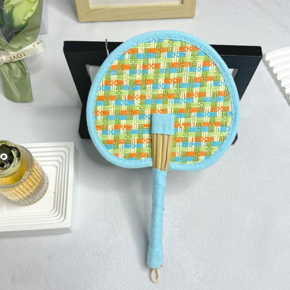 Colourful Weaving Fan Hand-cranked Craft Fan Portable Handheld Fan Home Decor