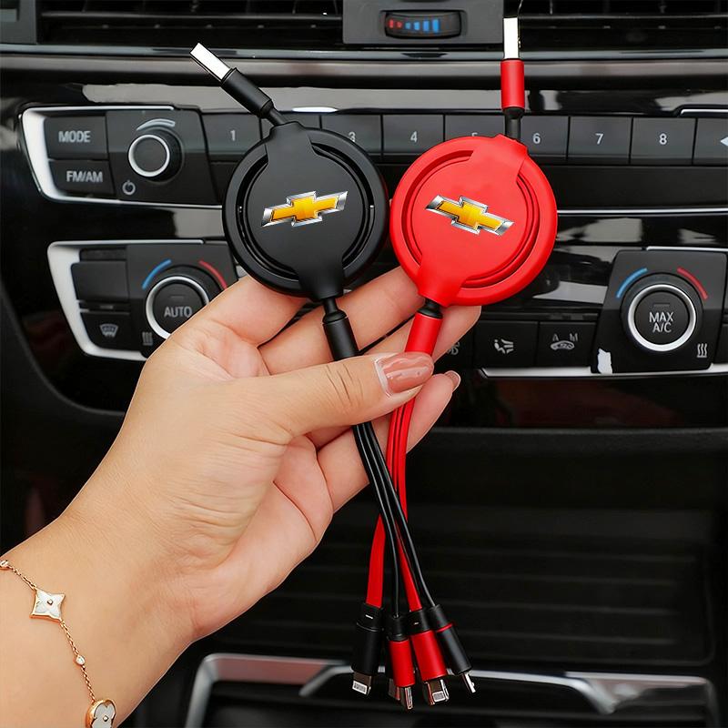 Автомобильное USB-быстрое зарядное устройство Кабель для передачи данных Micro Type-C Lightning 3 в 1 Для Chevrolet Spark Captiva Cruze Malibu Equinox Trax Camaro