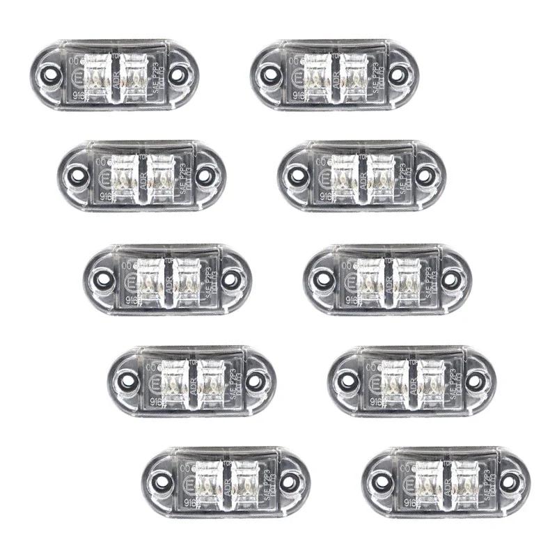 10pcs 12V 24VAmber White Red LED Oval Side Marker Lamps Car Truck Light Danger Warning Emergency Work Lamp Clearance Light