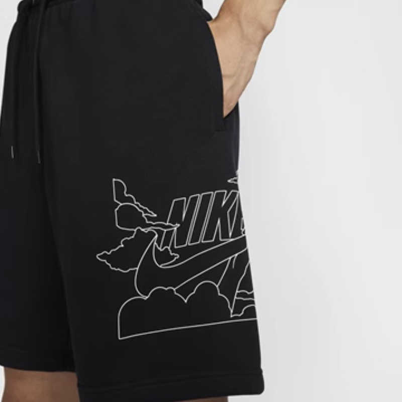 Nike Удобные универсальные шорты с буквенным узором и средней посадкой длиной три четверти, мужские шорты черного цвета FZ0819-010