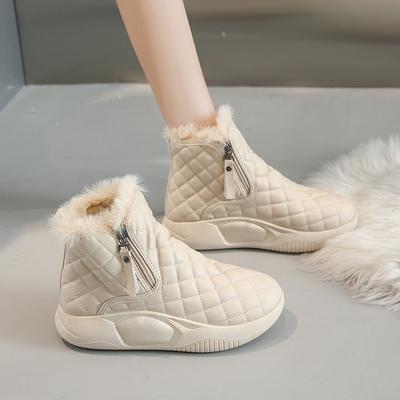Женские зимние сапоги для отдыха на природе, женские сапоги, модные ботильоны на шнуровке, женские нескользящие плюшевые меховые туфли, сохраняющие тепло, ботильоны