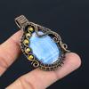 Owyhee Opal Gemstone Pure Copper Wire Wrapped Handmade Pendant Jewelry For Gift