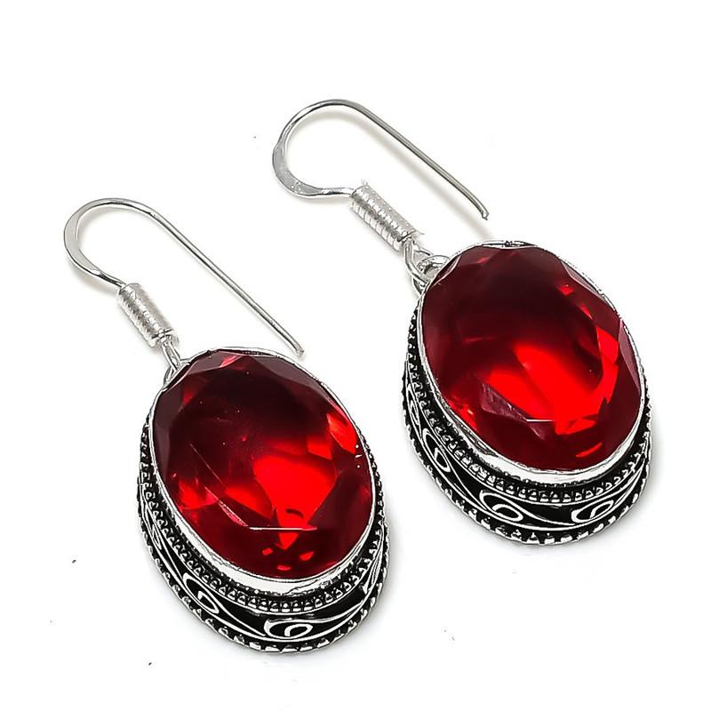 Серьги ручной работы из серебра 925 пробы с мозамбикским гранатом 1,50