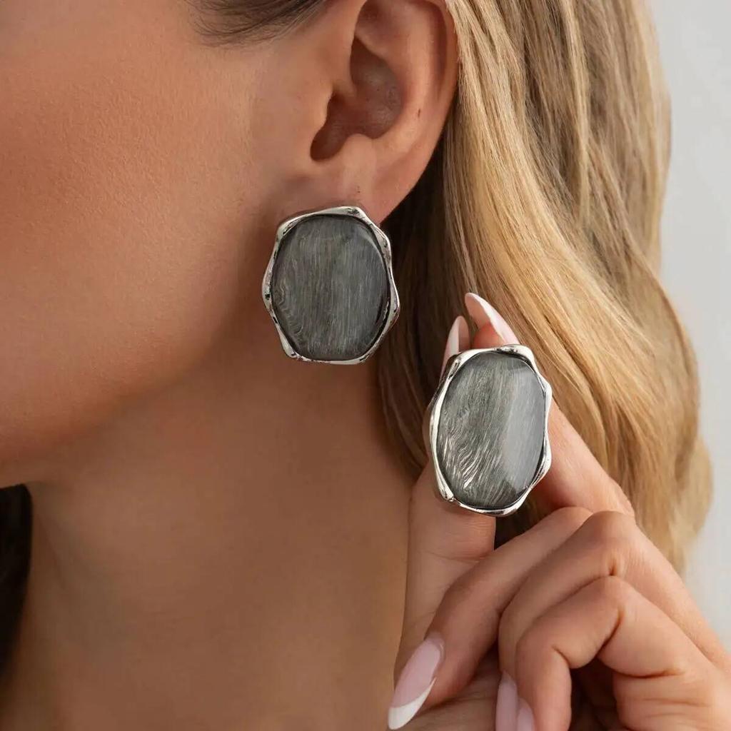SHIXIN Vintage Irregular Resin Stud Earrings for Women Luxury Summer Bohemian Acrylic Earring Valentine's Day Jewelry Accessory