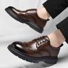 Fashion New Men's Leather Oxford Shoes for Men Formal Derby Dress Shoes Business Casual Wingtip Brogues for Wedding Party Work Footwear