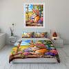 Orange Cat with Floral Hat Bedding Duvet Cover Set  (1*Duvet Cover 2*Pillowcases, without duvet insert)