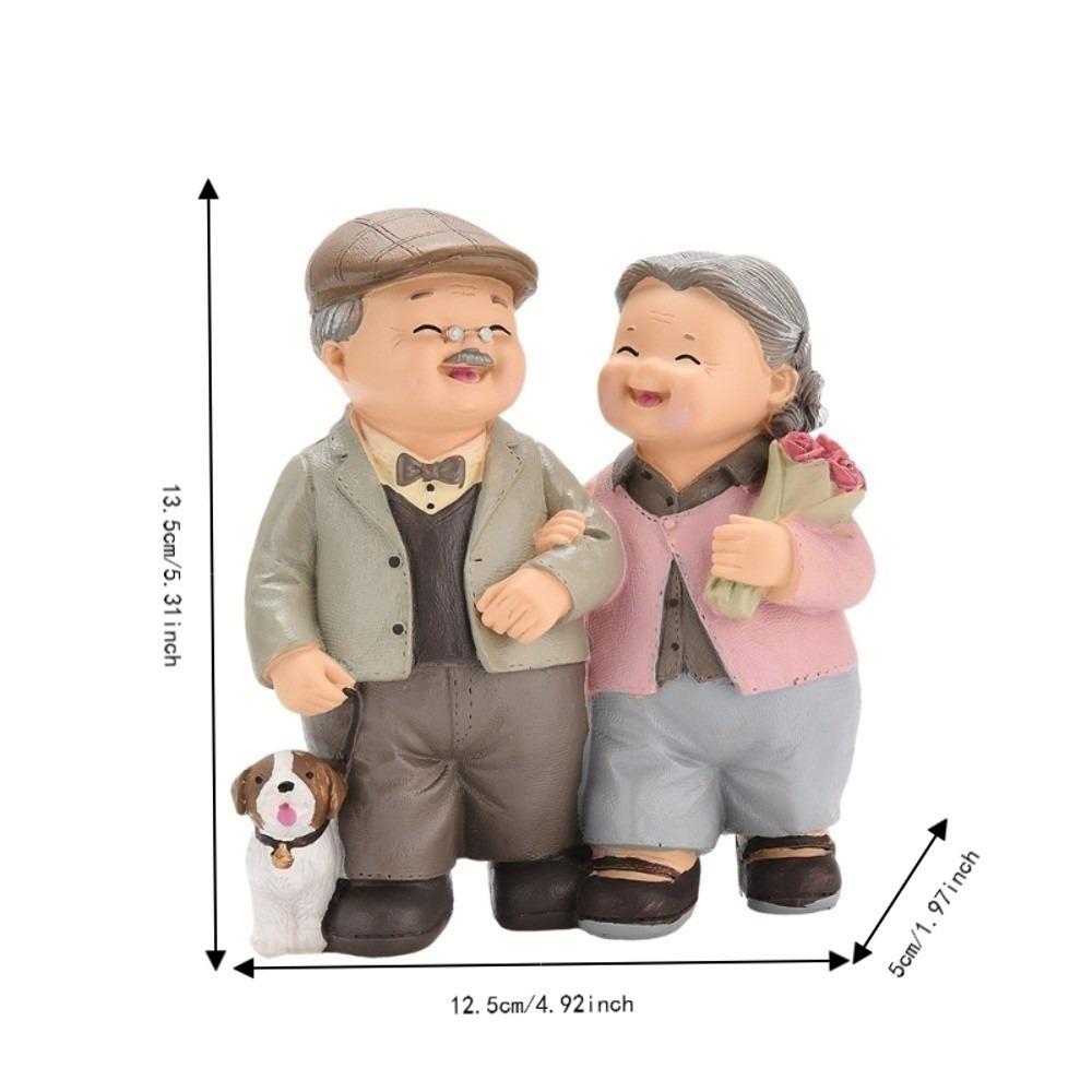 5in Grandpa Grandma Cake Making Statue Living Room Shelf Decoration