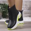Fashion Fashion Thick Bottom Air Cushion Ankle Boots Women 2025 Winter Round Toe Wedge Heel Lace Up Boots Soft Chunky Platform Booties