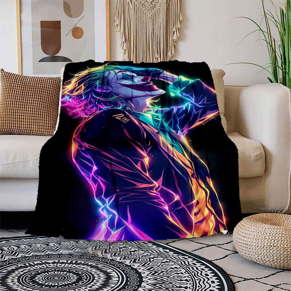 Neon Joker Art Print - Colorful Wall Decor for Bedroom or Living RoomBlanket Flannel Throw Blanket for Sofa, Bed, Travel, Camping, Office