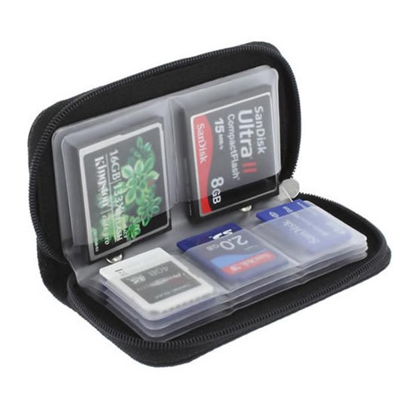 Micro SD Card Case Protector Holder Wallet Black CF/XD/SDHC/MS Memory Card Storage Bag Nylon Carrying Zipper Pouch Case 22 Slots