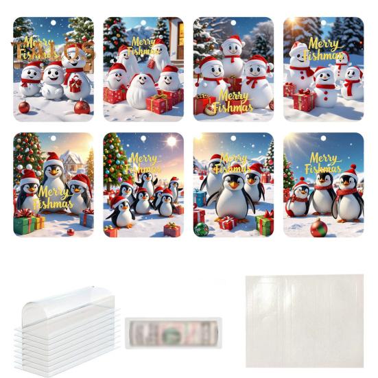 8 шт. рождественские украшения для держателей денег с двухсторонним скотчем, мультяшный узор, дизайн, рождественский декор, подвески