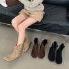 Korean Version Niche Flat-bottomed New 2025 Temperament Short Boots Solid Color Pleated Round Head Retro Comfortable Women's Shoes