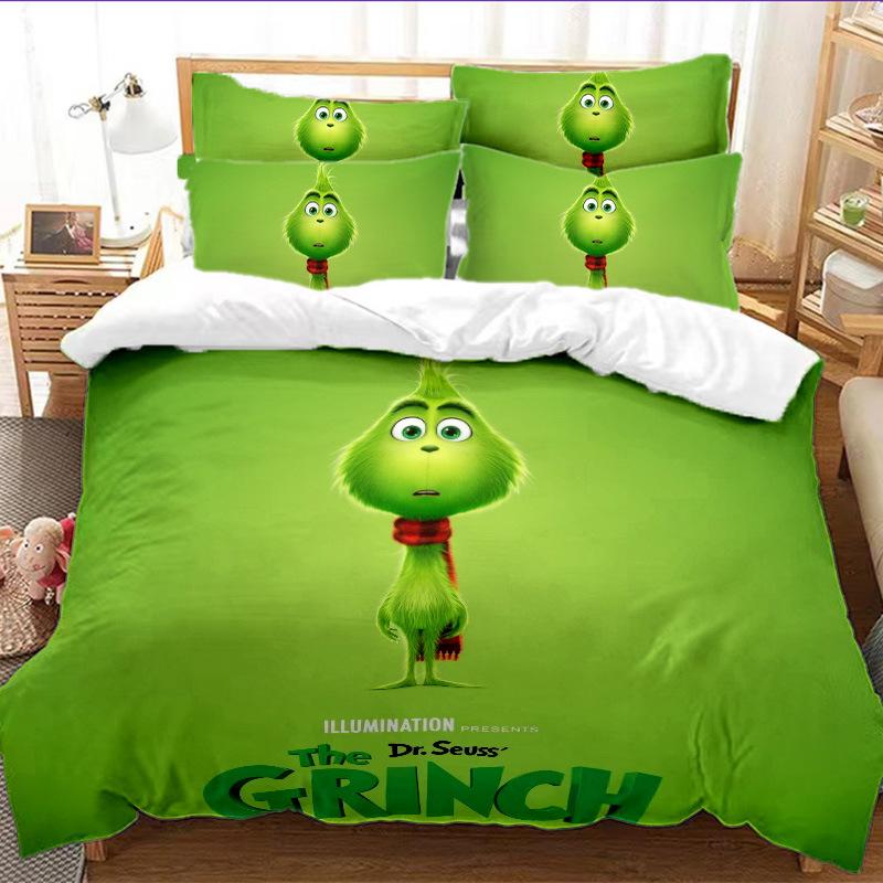 Серия «Гринч Зеленые Волосы», трехпредметный 3D цифровой пододеяльник, комплект для шлифовки