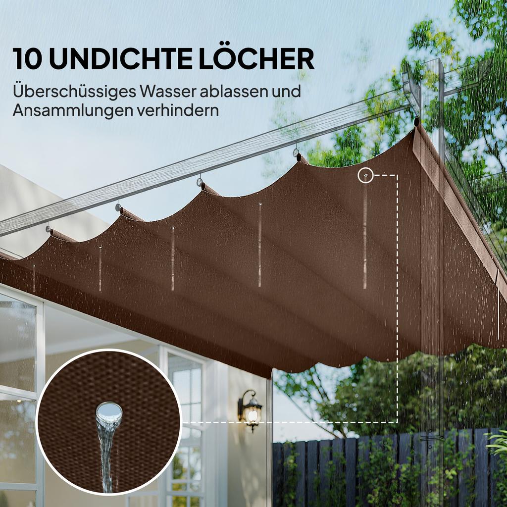 Retractable Pergola Cover, 2.55 x 2.5 m Replacement Canopy Fabric for 3 x 3 m Frame, Roof Top Only, Brown