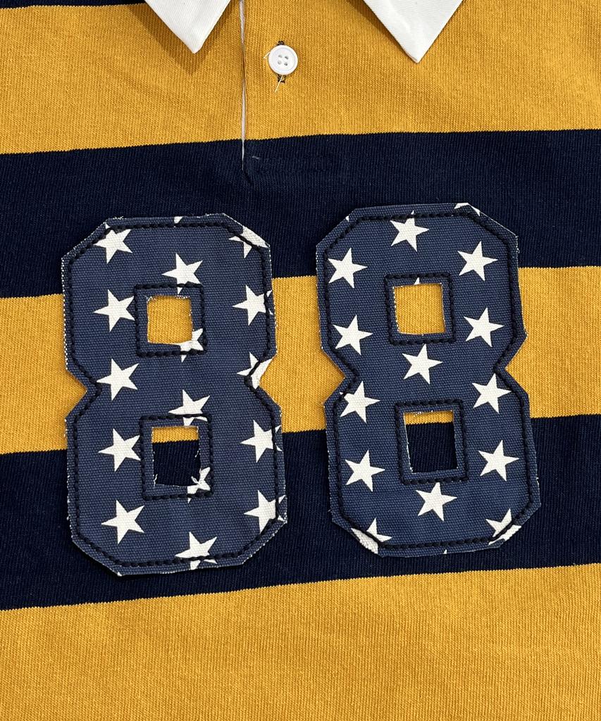 SK8ER ROCK 88 Stripe Rugby Shirt ((Mustard*Navy))
