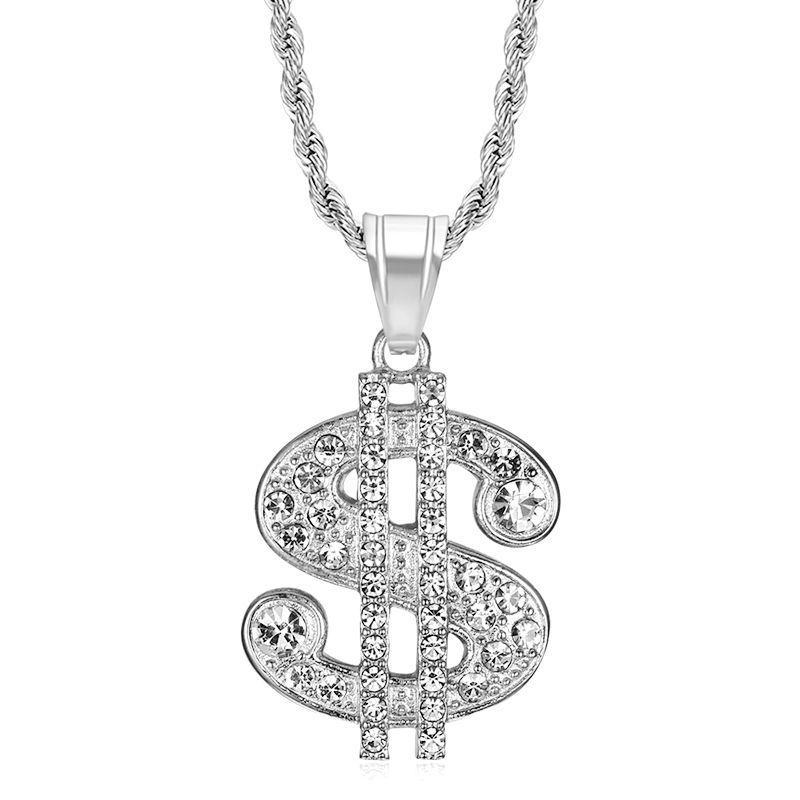 European and American Hip-hop Jewelry, Gold-plated Diamonds, Dollar Pendants, Necklaces.
