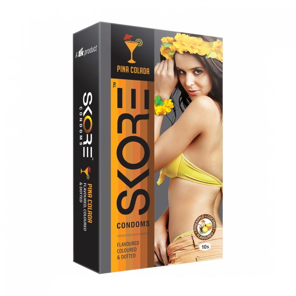 Презервативы точечные с ароматом Пина Колады (10 шт), Pina Colada Flavoured Сondoms, Skore