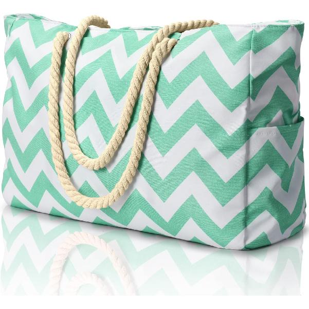 Becokan Beach Bags for Women Large Waterproof Beach Tote Bag Zipper Beach Bags Waterproof Sandproof Swim Pool Bag Large Tote