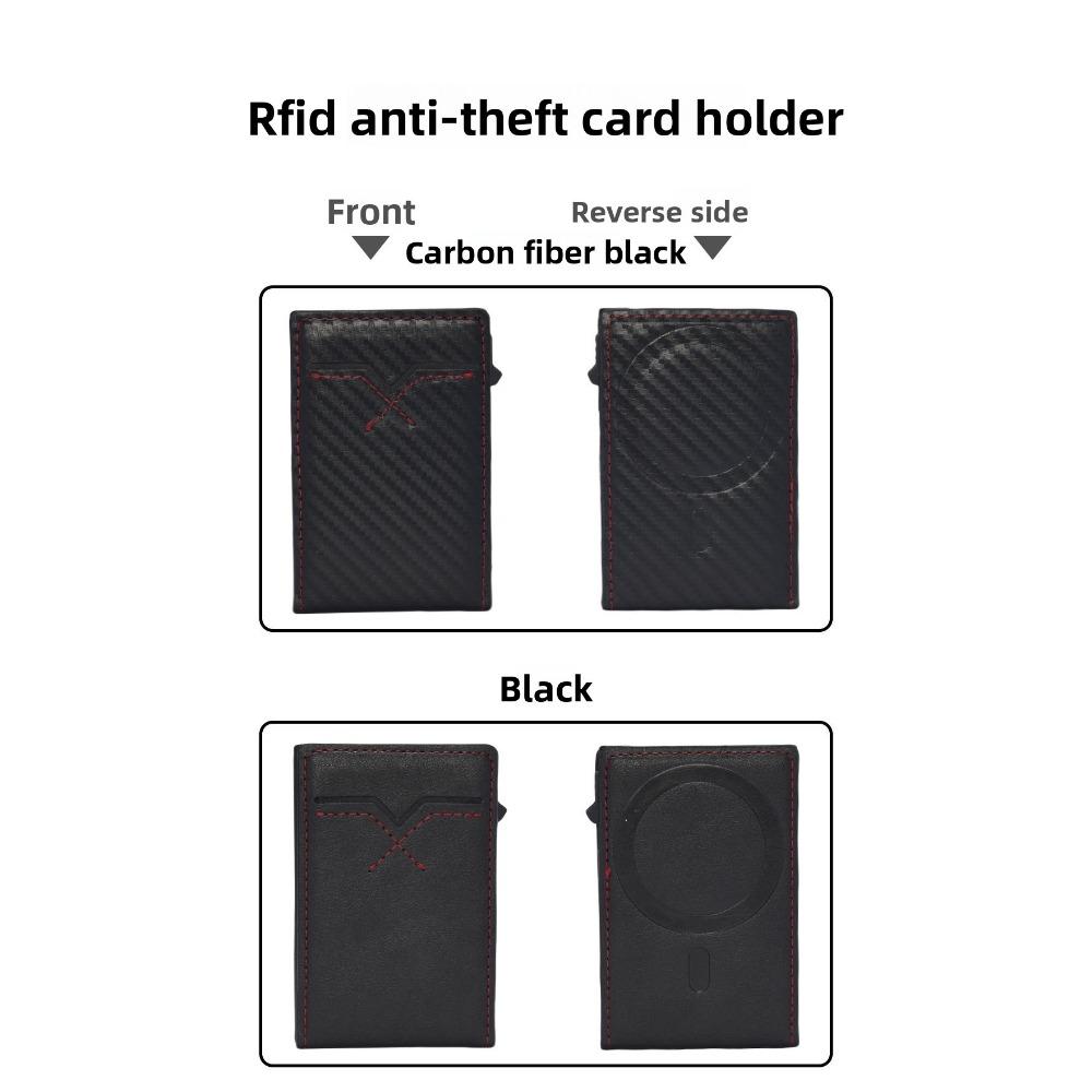 Wallet Carbon Fiber Pattern Flip Cover Metal Card Case Anti-degaussing Credit Card Bag Premium Sense